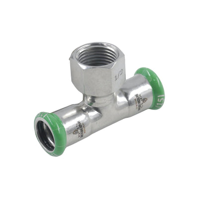 Pressfit Stainless Steel 304 Female Reducing Tee 42mm x 3/4" x 42mm